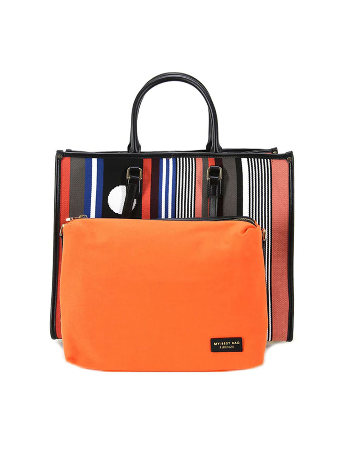 Bolso shopper tejido combi negro