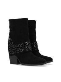 Botín solapa anillas negro