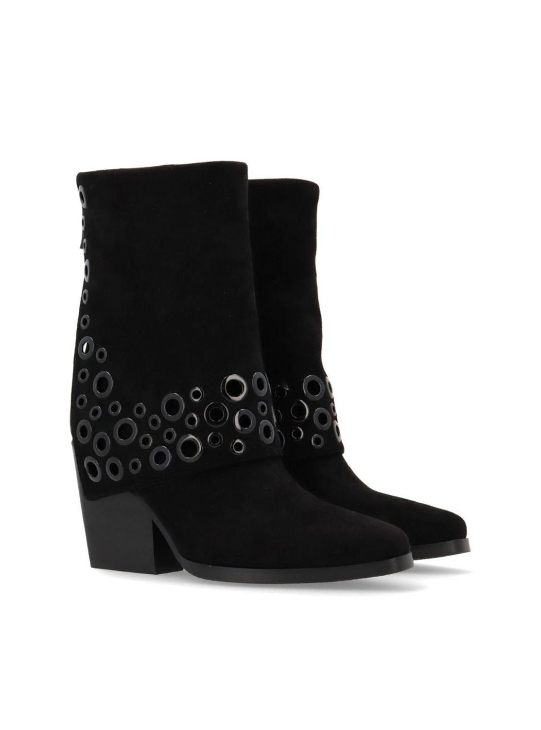 Botín solapa anillas negro