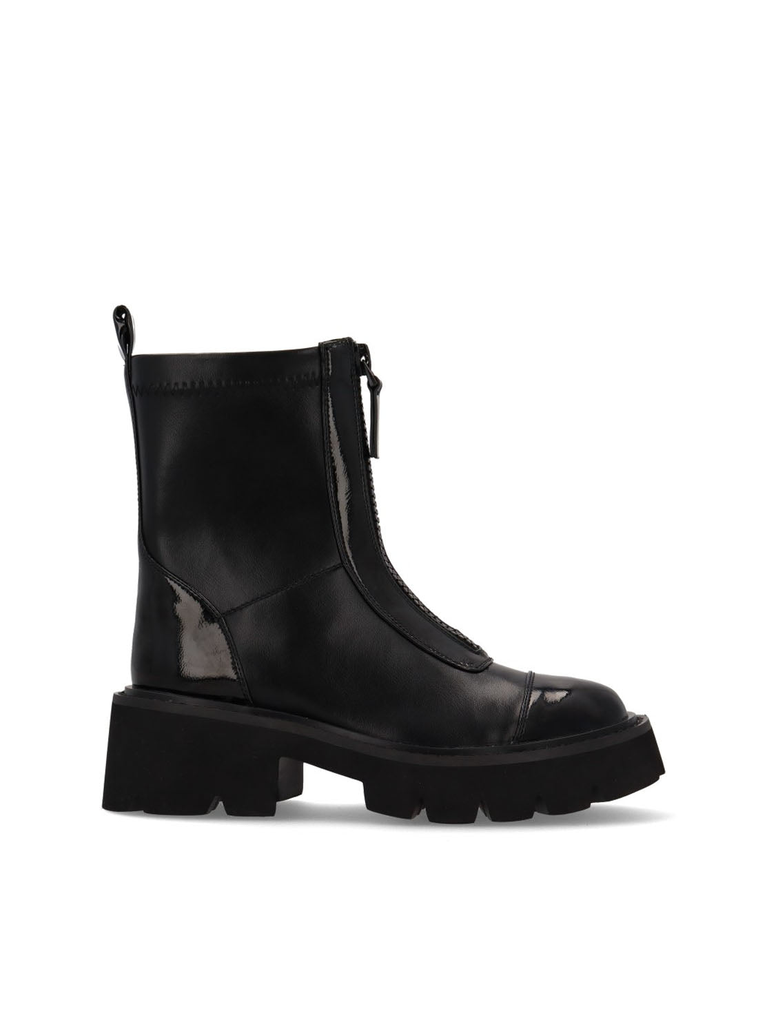 Botín combat cremallera negro