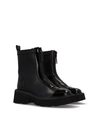 Botín combat cremallera negro