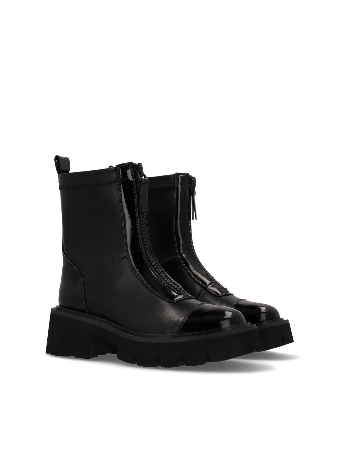 Botín combat cremallera negro