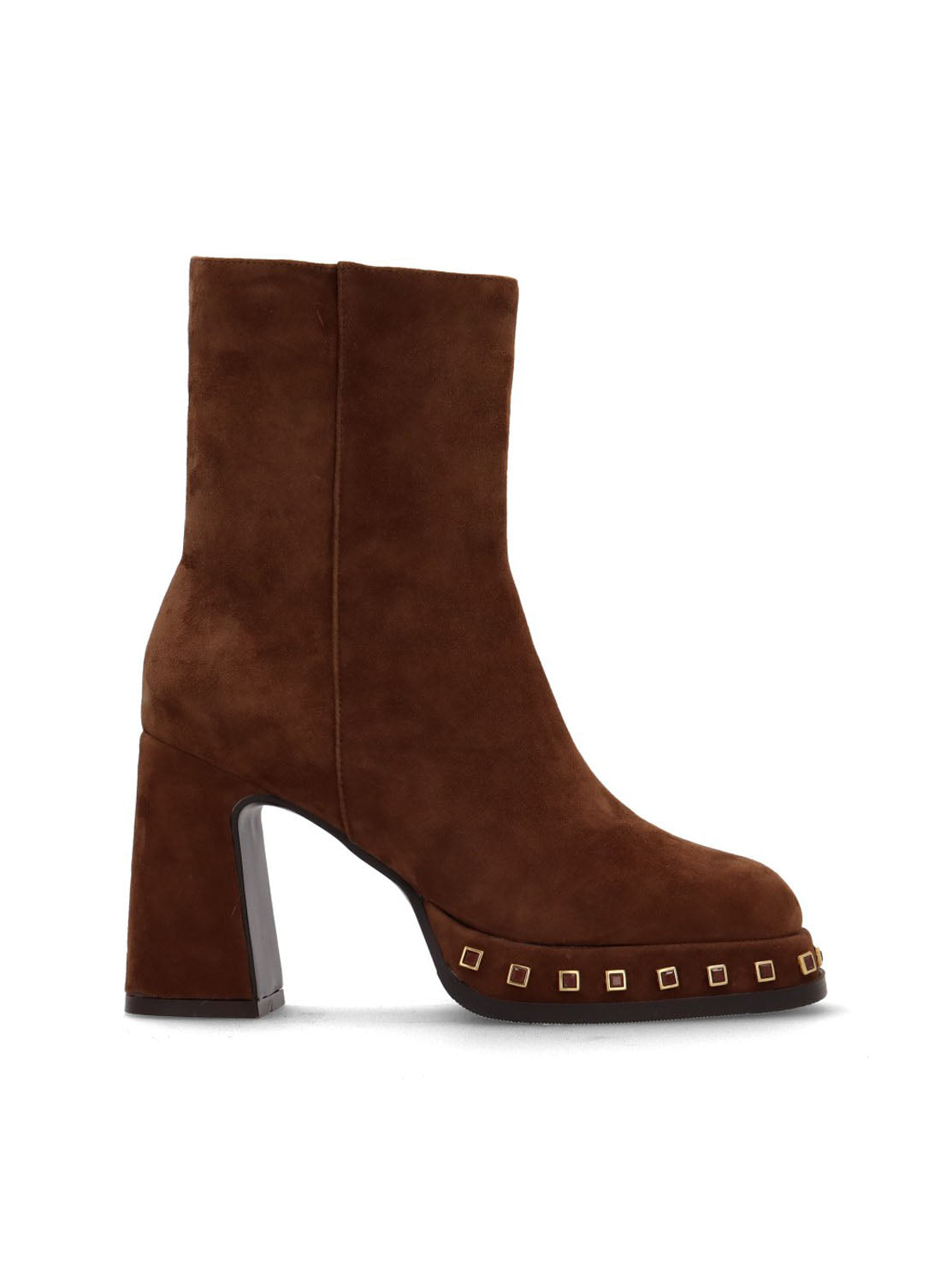 Botín tacon tachas marrón