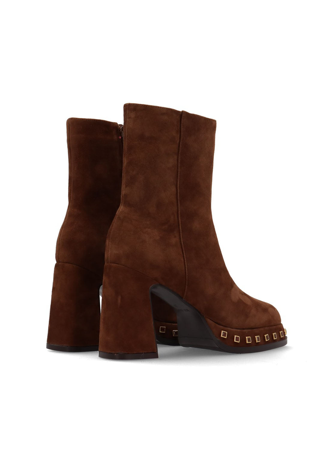 Botín tacon tachas marrón