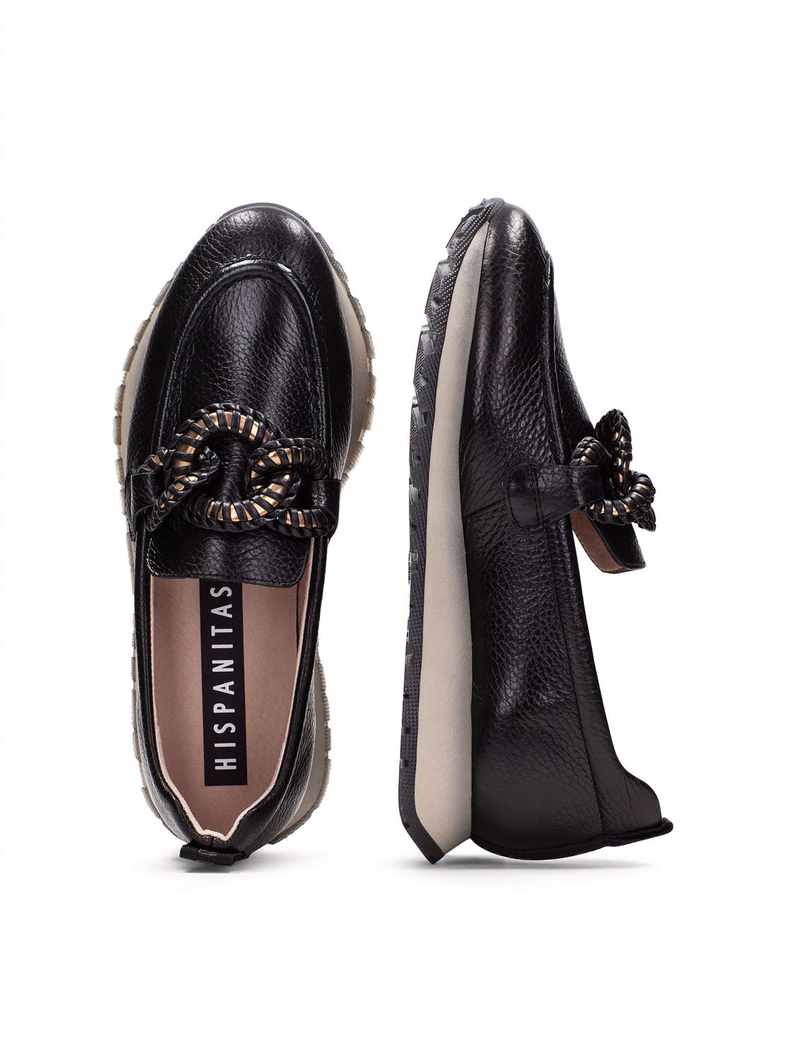 Mocasín cadena piel negro