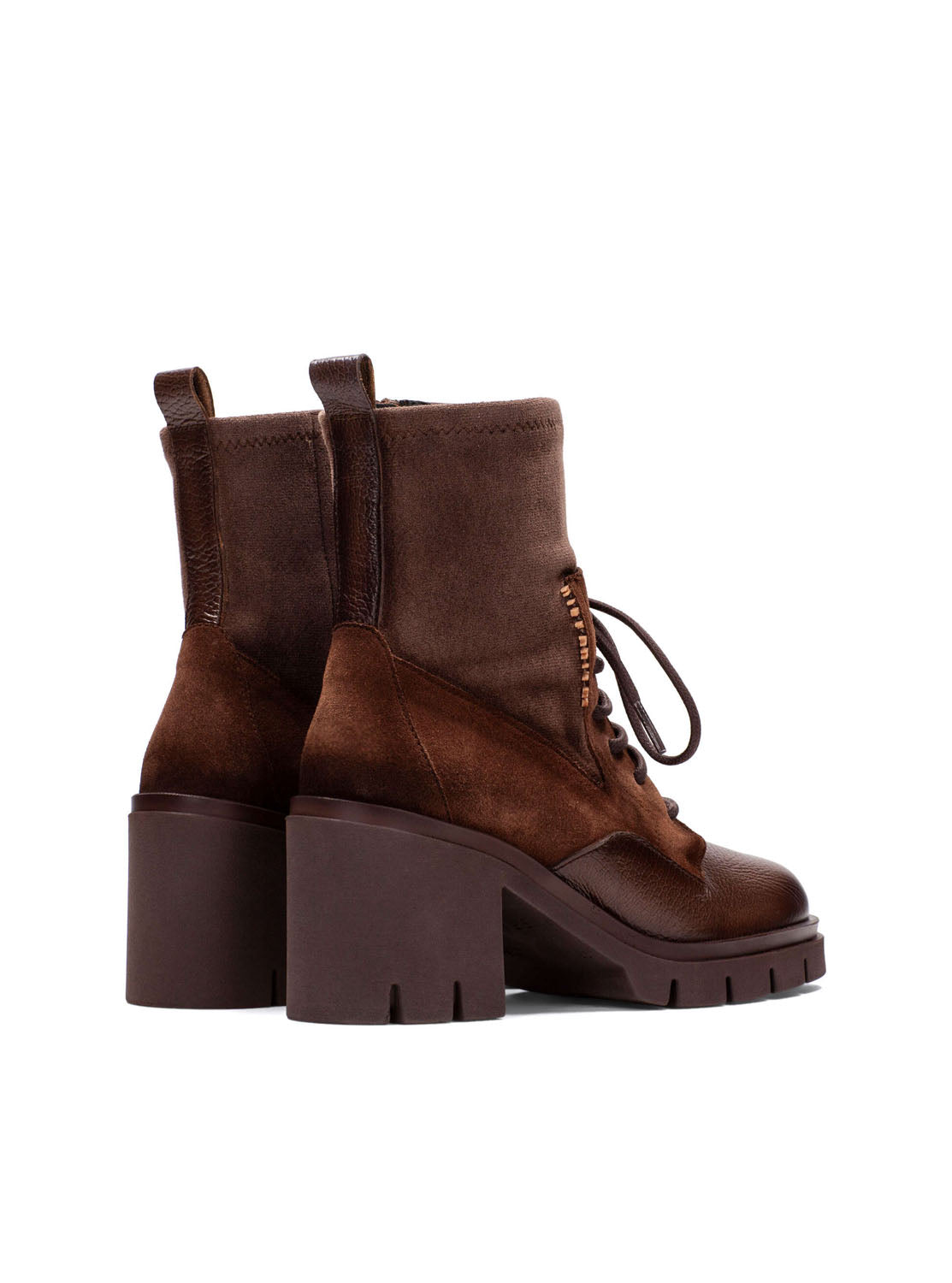 Botín combat cordón piel avellana