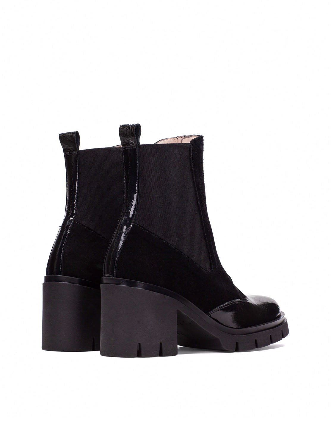 Botín combat cremallera piel combi negro