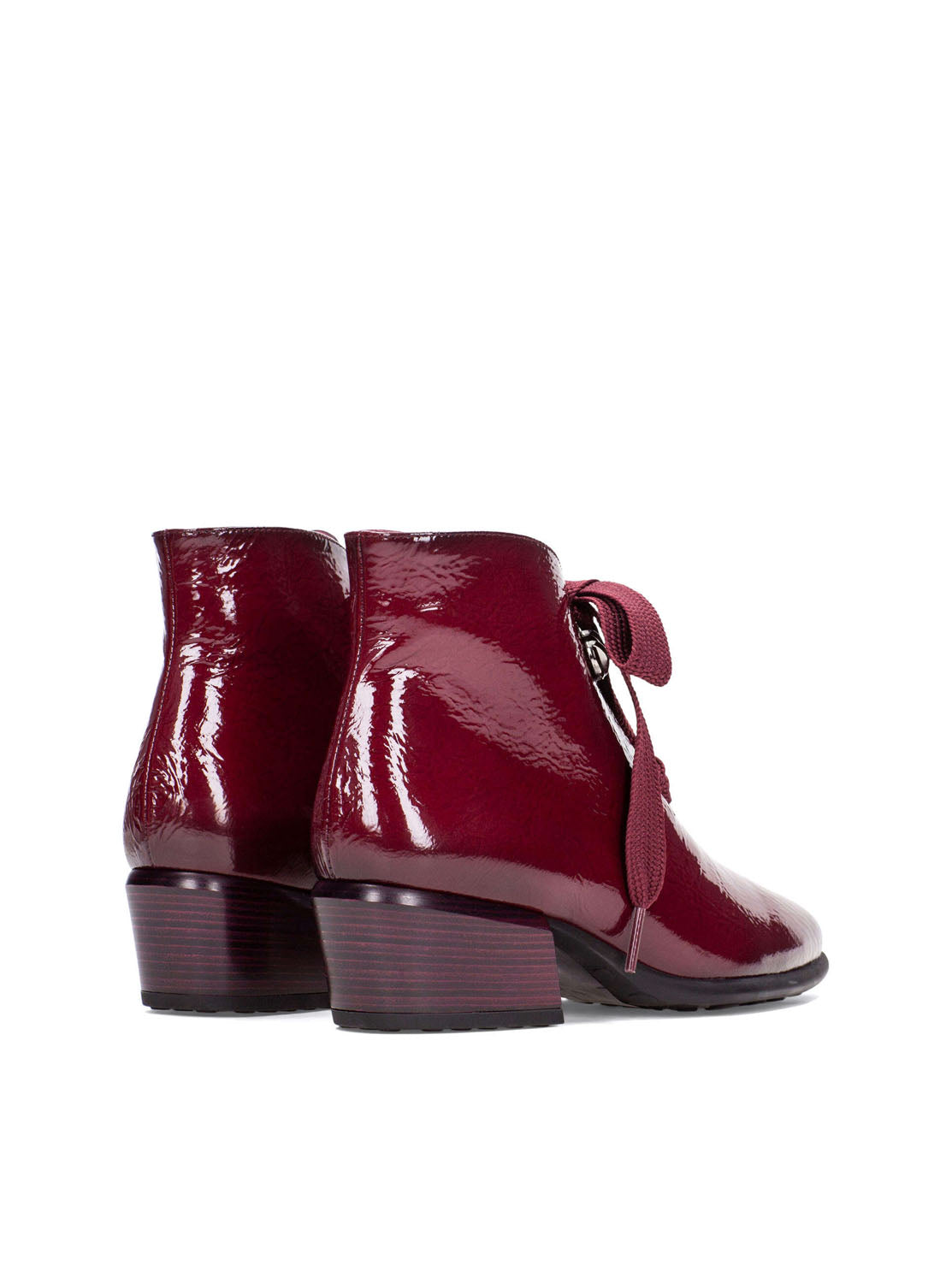 Botín lazo piel charol burdeos