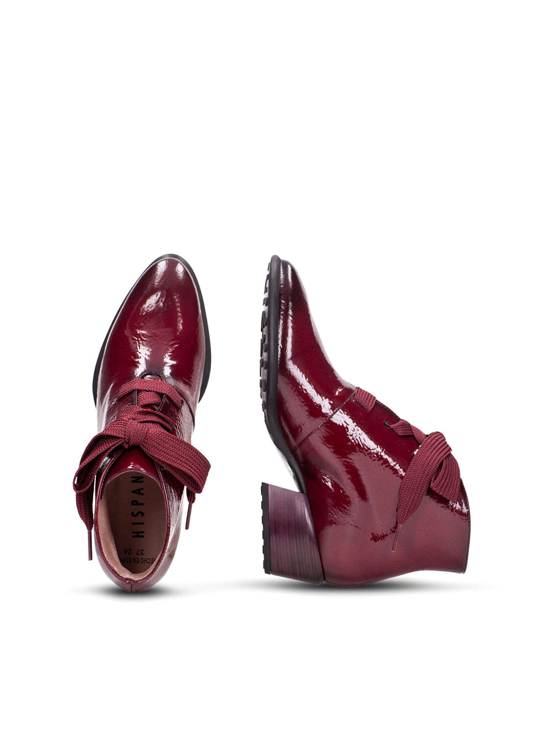 Botín lazo piel charol burdeos