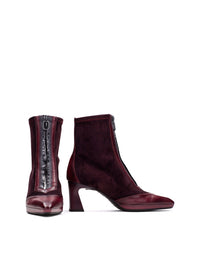 Botín tacón cremallera burdeos