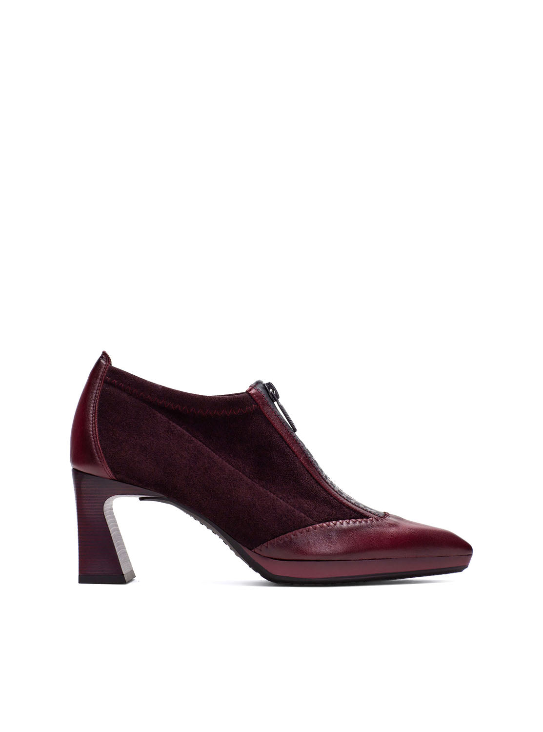 Botín tobillero cremallera burdeos