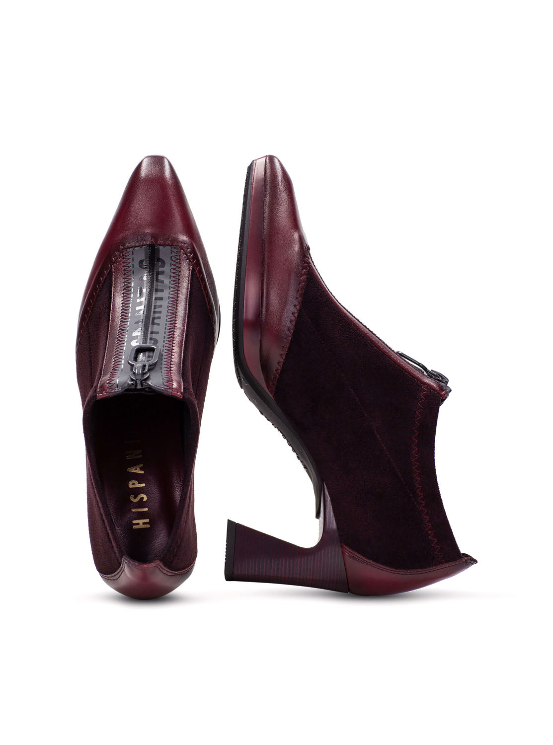 Botín tobillero cremallera burdeos