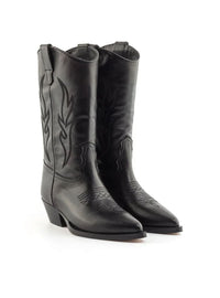 Bota cowboy 3/4 bordados piel negro