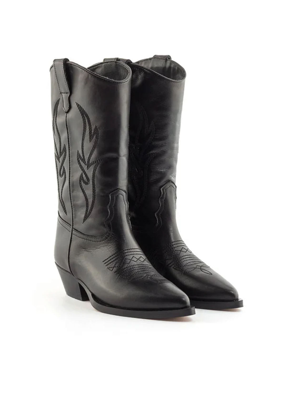 Bota cowboy 3/4 bordados piel negro