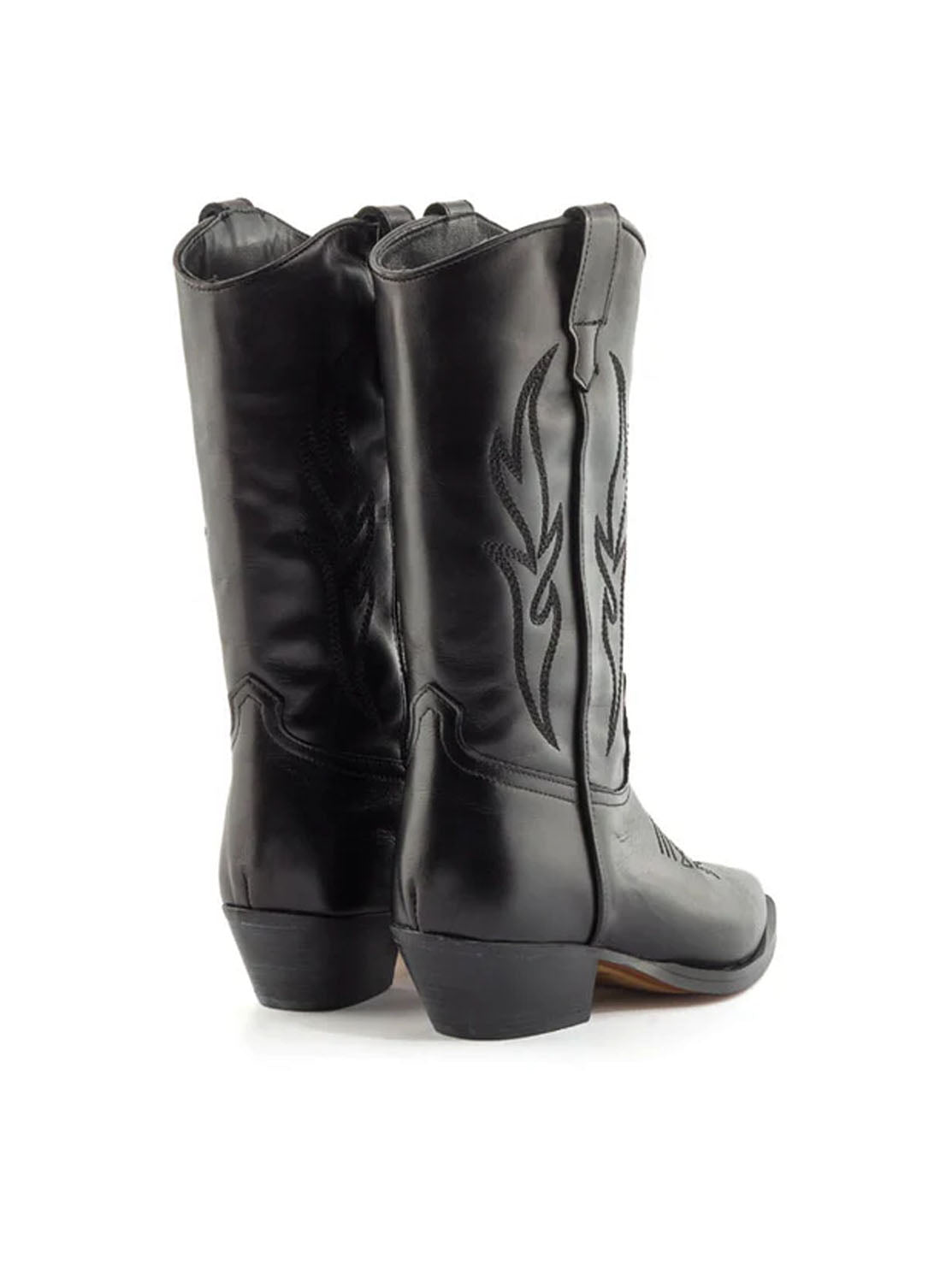 Bota cowboy 3/4 bordados piel negro