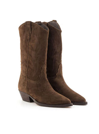 Bota cowboy 3/4 bordados ante marrón