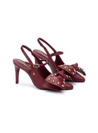 Salón "THELMA" maxi lazo piel burdeos