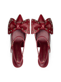 Salón "THELMA" maxi lazo piel burdeos