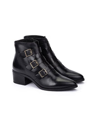 Botín "ZINNIA" hebillas piel negro