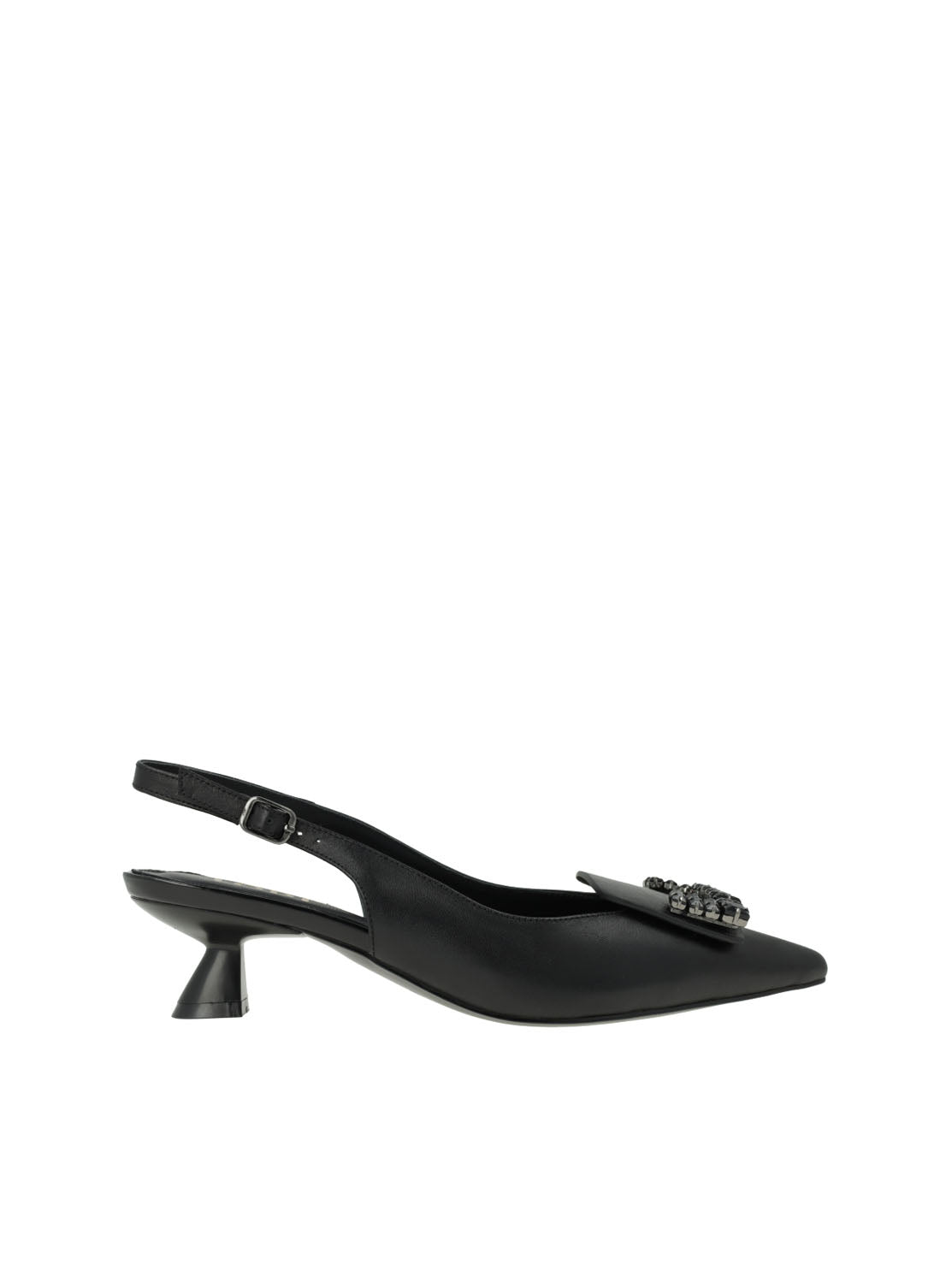 Salón hebilla piel negro