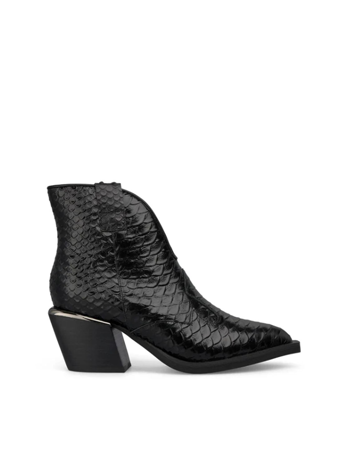 Botín cowboy piel grabado coco negro