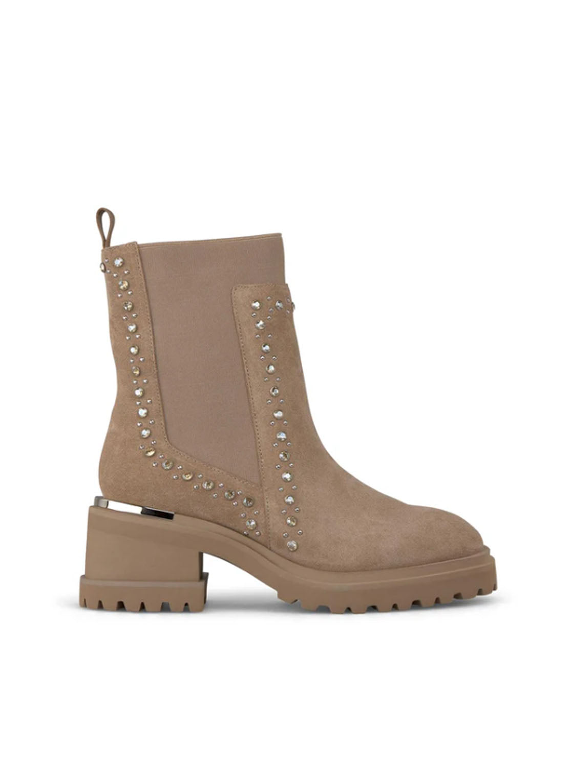 Botín chelsea strass ante beige