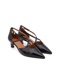 Salón tacón cruzado piel negro