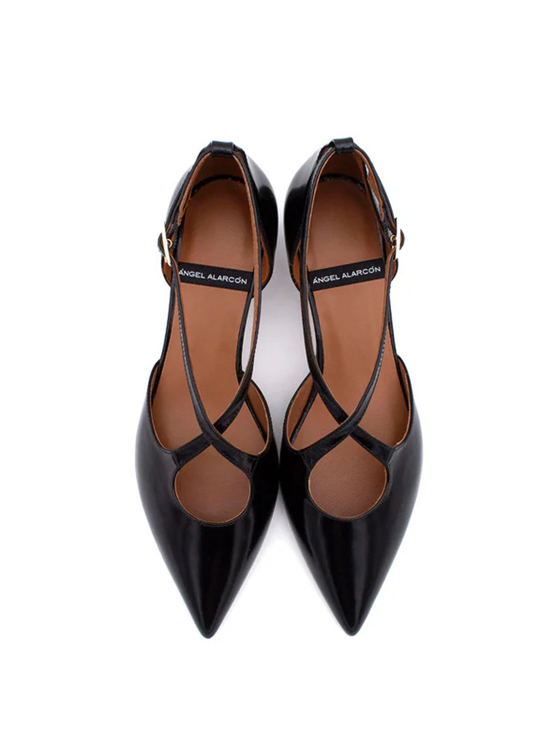 Salón tacón cruzado piel negro