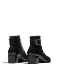 Botín maxi hebilla piel negro