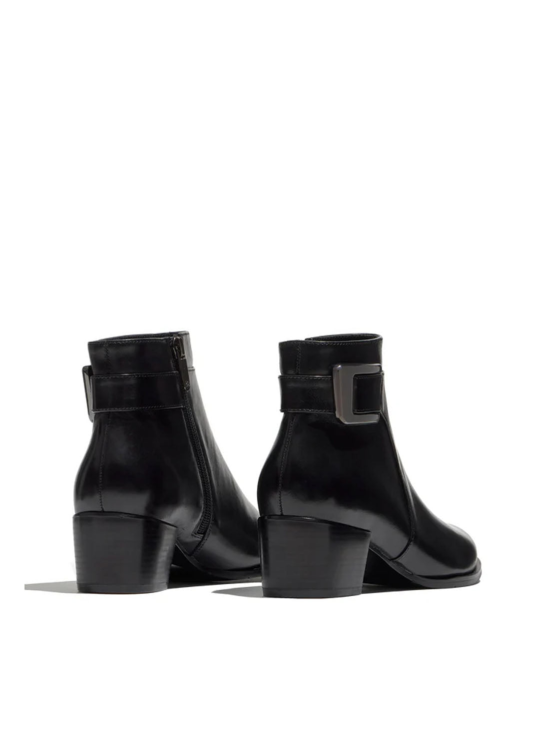 Botín maxi hebilla piel negro