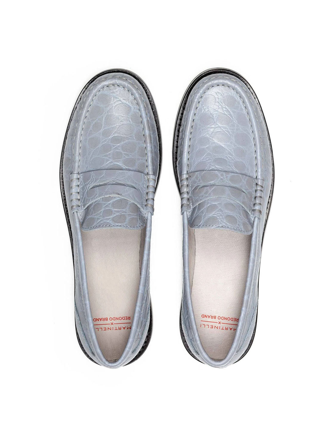 Mocasín "LUALDI" piel grabado coco azul