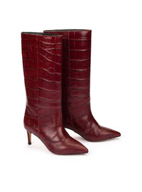 Bota "GASTONI" piel grabado coco burdeos