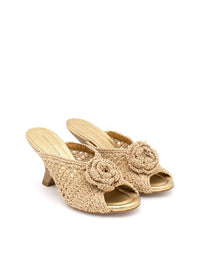 Sandalia crochet flor tejido natural