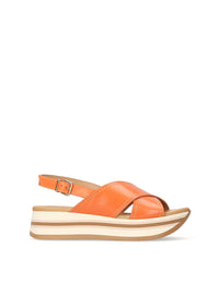 Sandalia confort plataforma piel naranja