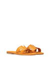 Sandalia plana picados piel naranja