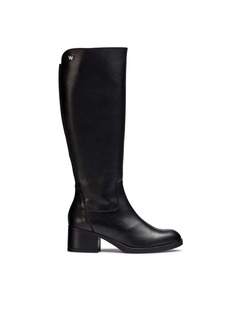 Bota alta basic piel negro