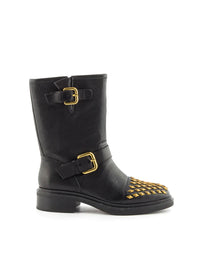 Bota biker tachuelas piel negro