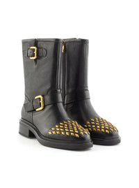 Bota biker tachuelas piel negro