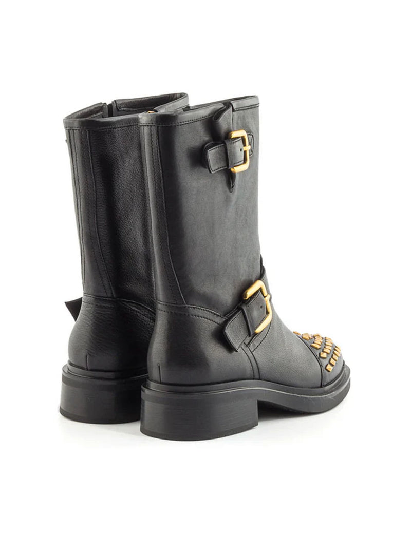 Bota biker tachuelas piel negro