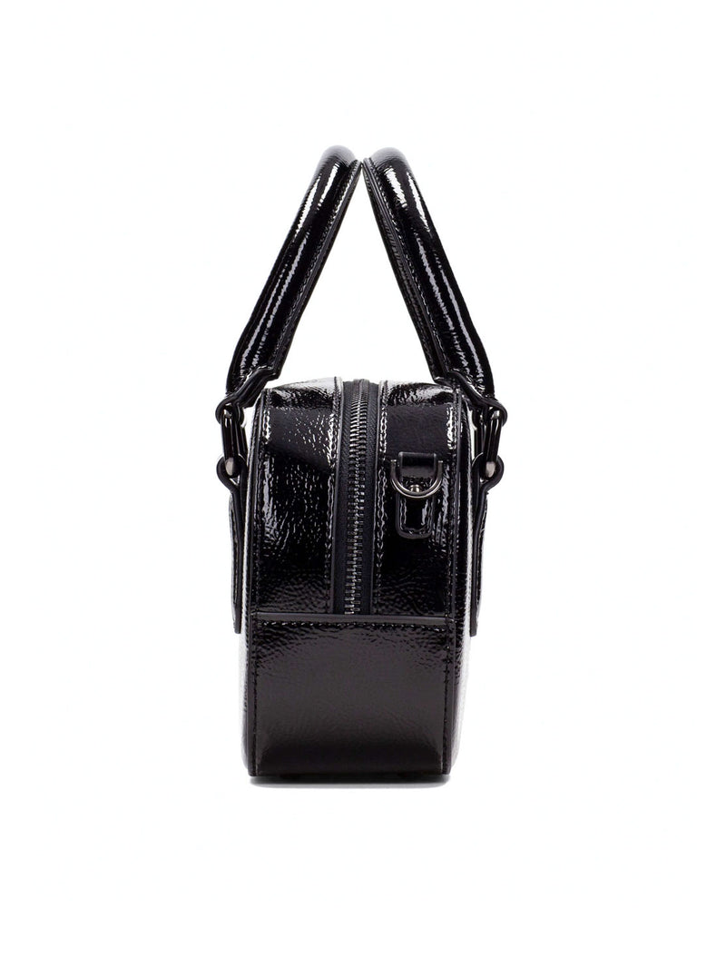 Bolso de mano charol negro