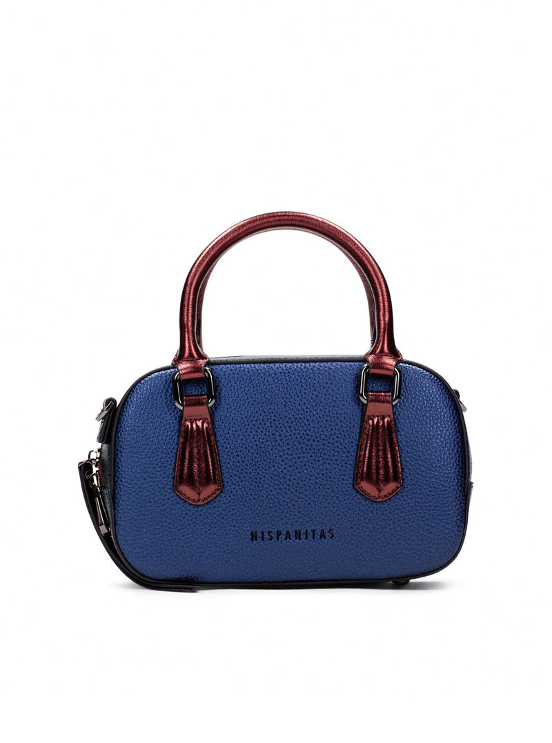 Bolso de mano piel metalizada azul