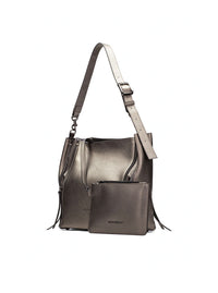 Bolso shopper piel metalizada acero