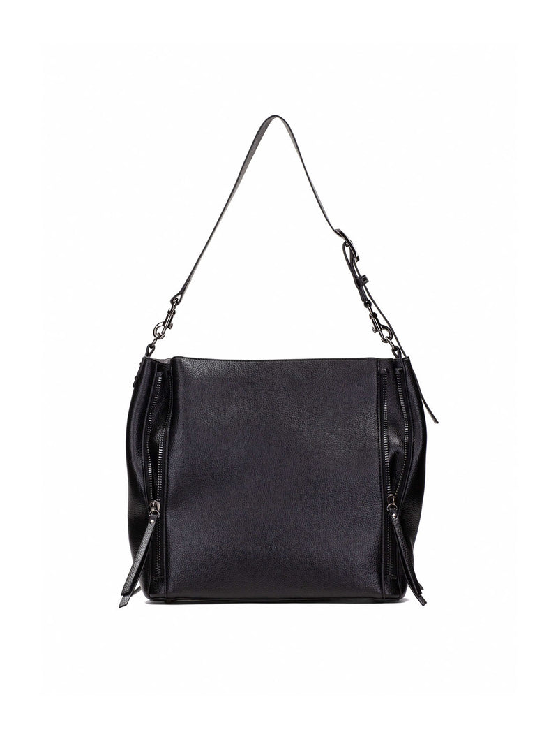 Bolso shopper piel metalizada negro