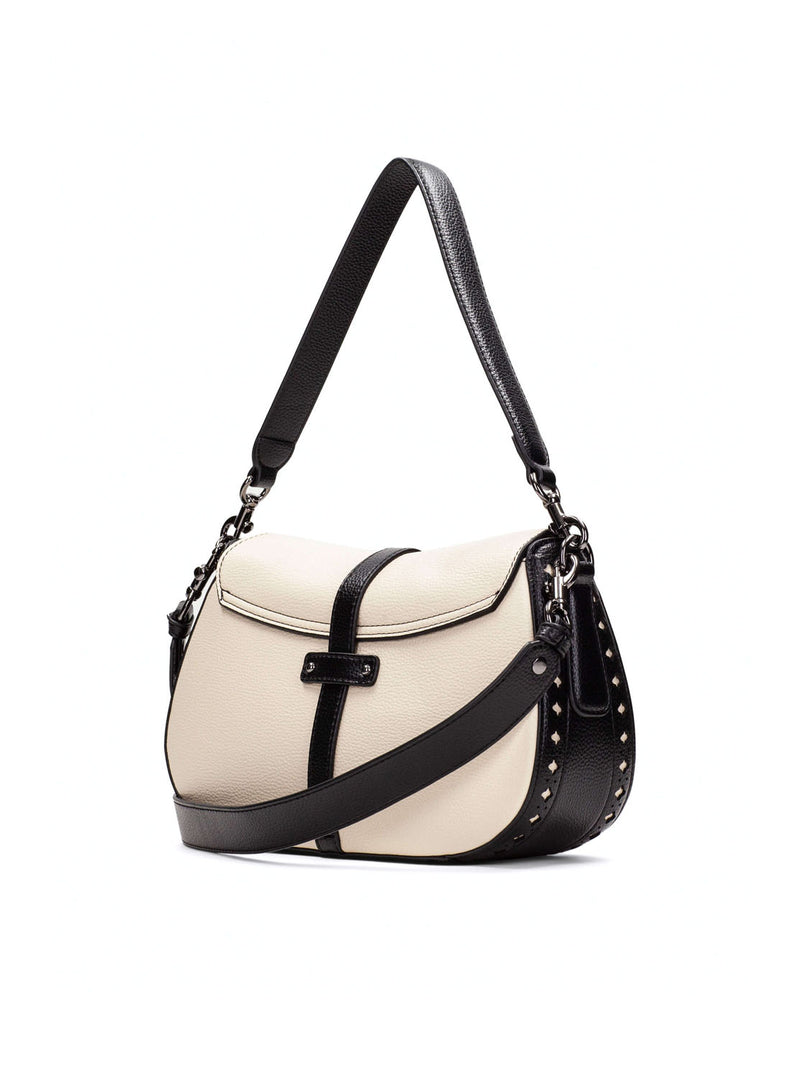 Bolso bandolera picados piel beige