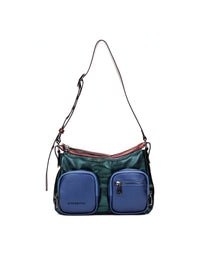 Bolso estilo cargo piel combi azul