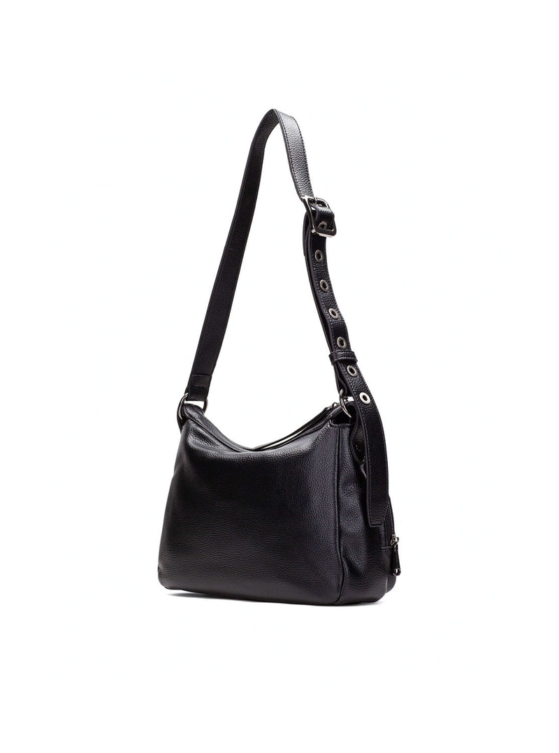 Bolso estilo cargo piel negro