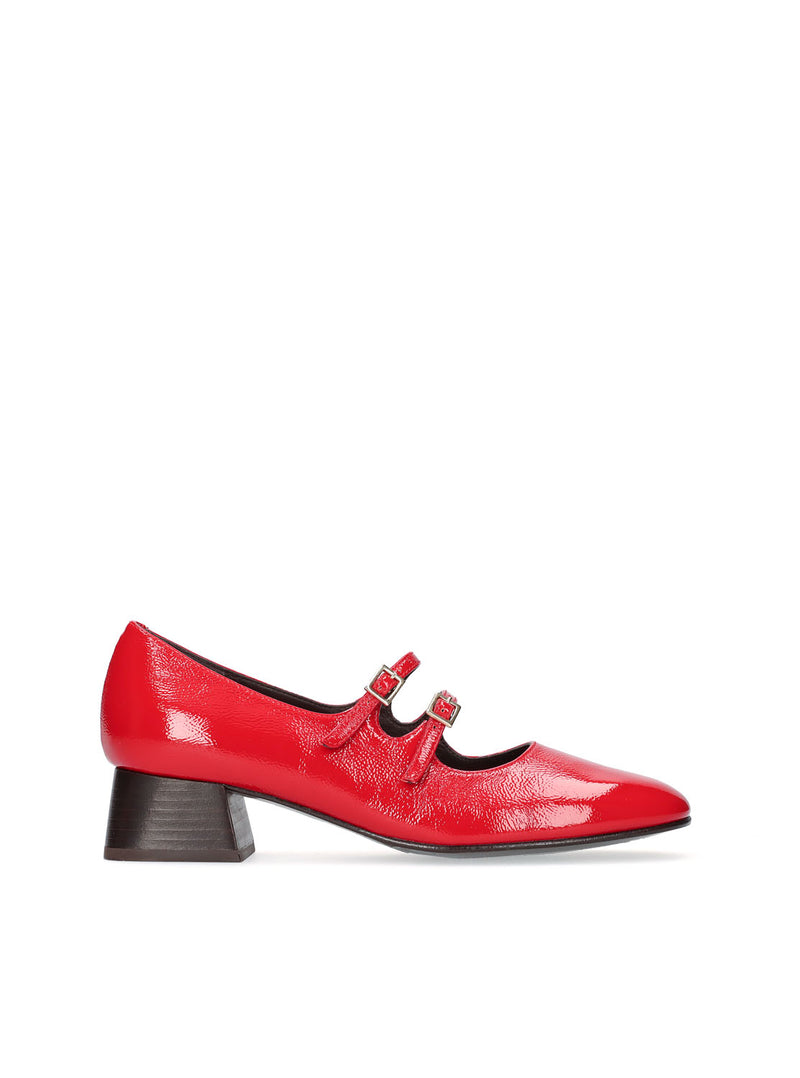 Bailarina retro piel efecto charol rojo