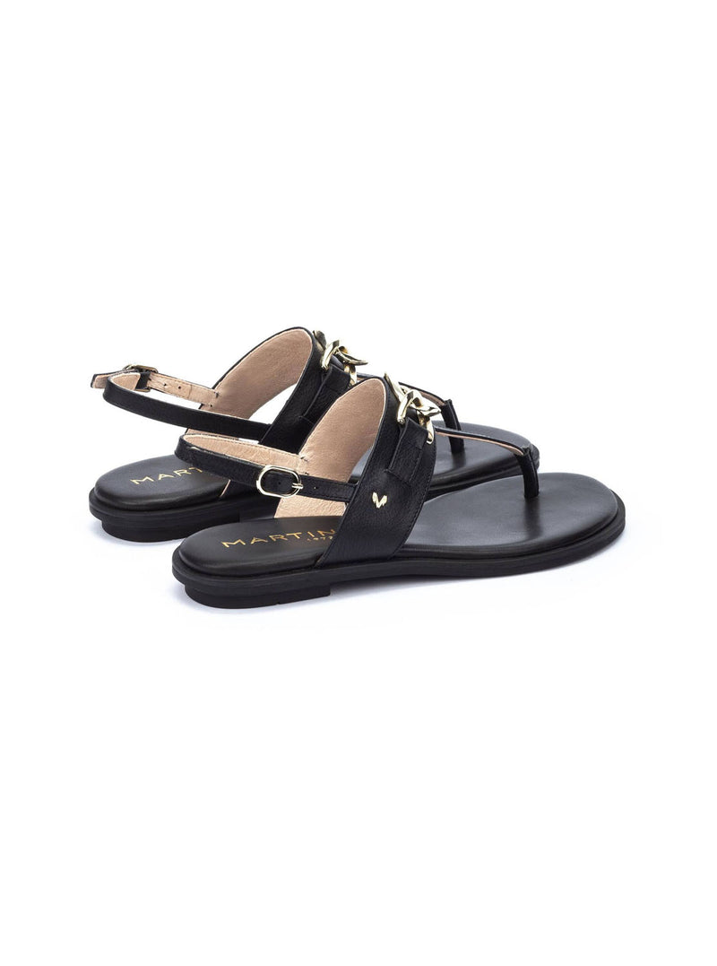 Sandalia cadena piel negro