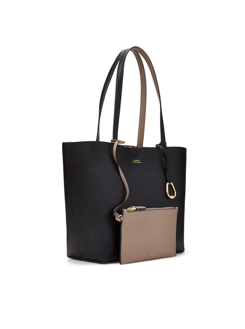 Bolso tote reversible negro-taupe