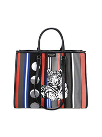 Bolso shopper tejido combi negro